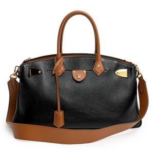 Louis Vuitton All Set MM 2Way Shoulder Bag Handbag Calfskin Leather Black Brown